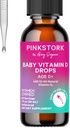 Pink Stork Baby Liquid Vitamina D picături pentru sugari, 400 UI vitamina D3 pentru nou-născuți și copii pentru a ajuta la dezvoltarea oaselor și funcția imună sănătoasă - 1 fl oz, 2 lună de aprovizionare