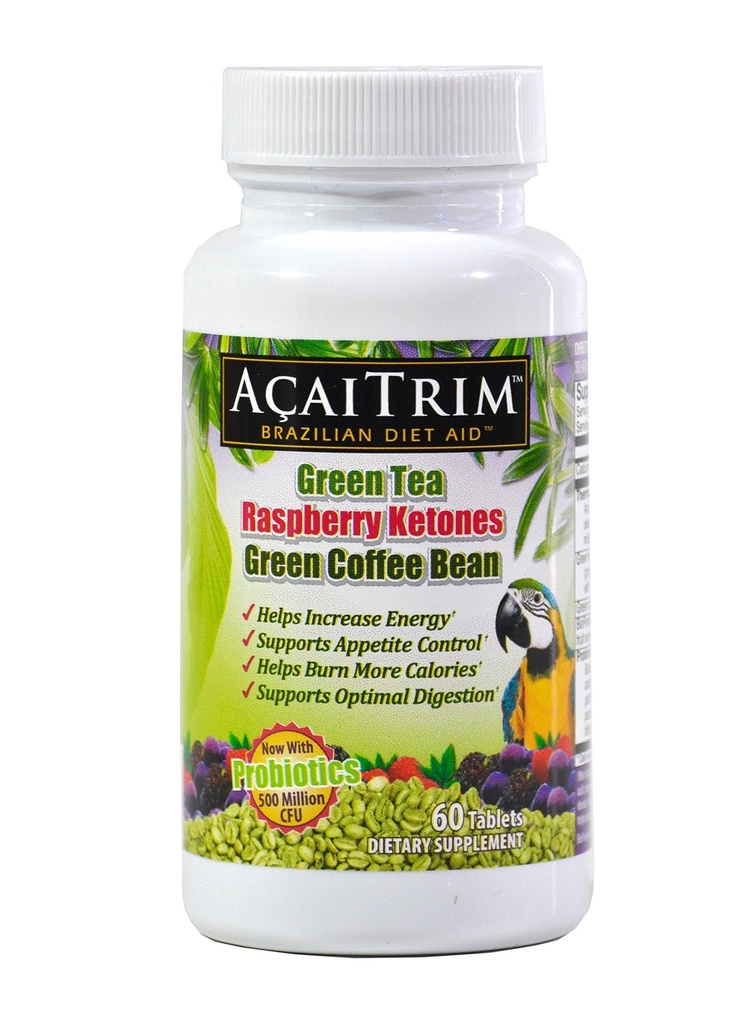 AcaiTrim- pierdere în greutate Supliment - extract de ceai verde, extract de cafea verde, Cetone de zmeură, Acai, & Probiotice 