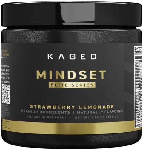 Kaged Nootrop Mindset Elite, Focus și Productivitatea Supliment, Stimulant gratuit, Suportă Memorie de lucru, Focus, și Mood*, Căpșuni Lemonade - 30 Serviri