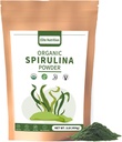 Organic Spirulina Powder, non-GMO, USDA Certified, Green Superfood Boosts Energy, High in Proteine, Minerale, Antioxidanti, și vitamine, 1 lb