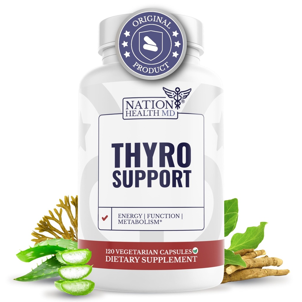Suport Thyro - Supliment tiroidian cu Seleniu, Bladderwrack & Zinc - Sănătate tiroidiană pentru femei și bărbați - Vegan, Non OMG, Gluten gratuit - 120 capsule