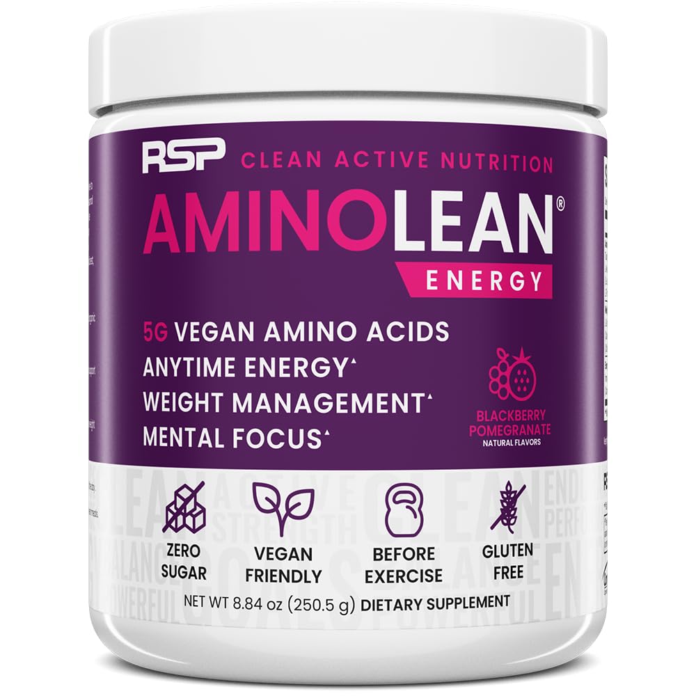RSP NUTRITION AminoLean Pre Workout pulbere, Amino Energy & Greutate Management cu Vegan BCAA Aminoacizi, Natural Cafeina, Preworkout Boost pentru bărbați și femei, 30 Serv