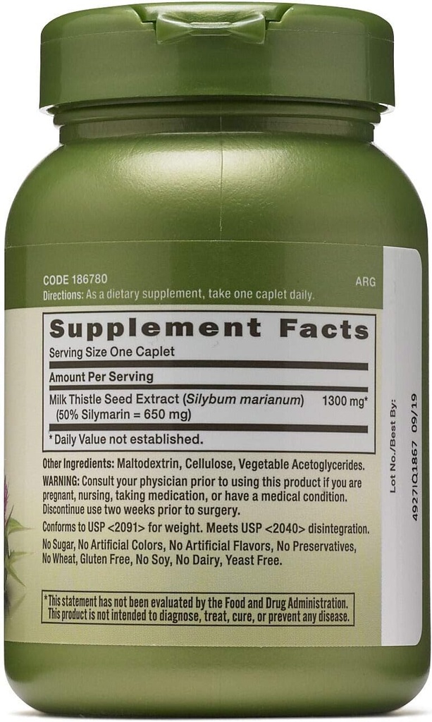 GNC Herbal Plus Milk Thistle 1300mg, Twin Pack, 60 Caplets Fiecare, sprijină ficatul sănătos