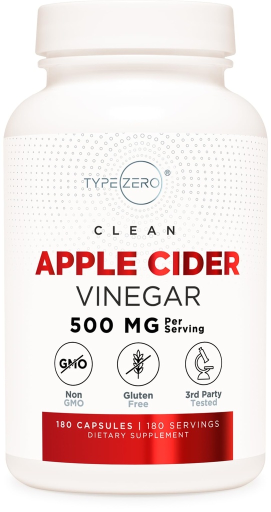 Tip Zero capsule de cidru de mere (180 Conte) 500 mg per servire - non-GMO, Gluten-gratuit Supliment