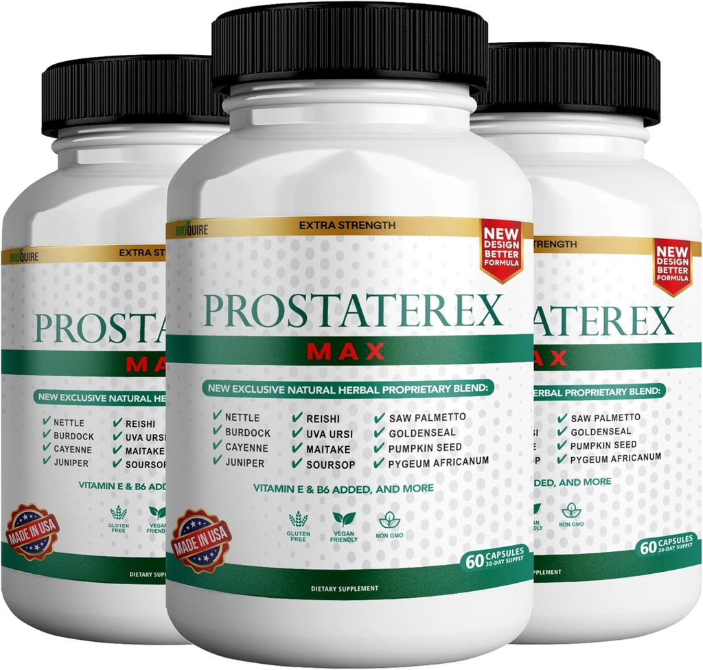 ProstateRex Max Extra Putere Prostata Supliment de sprijin pentru sănătate, Saw Palmetto, Vegan, Non-GMO, Gluten-Free 
