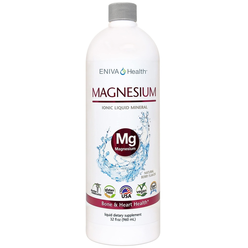 Supliment de magneziu ionic lichid (32oz) Digestive Health, Muscle Energy and Bones. Zero Calorii. Zero Sugar. de Eniva Health.