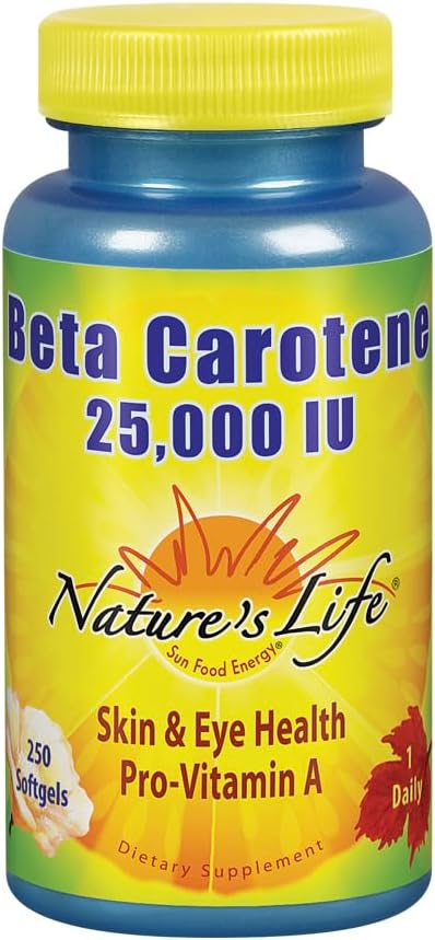 Nature's Life Beta Carotene 25,000 IU | Helps Support Healthy Immune Function & Skin & Eye Health | Antioxidant Dietary Supplement | 250 Softgels