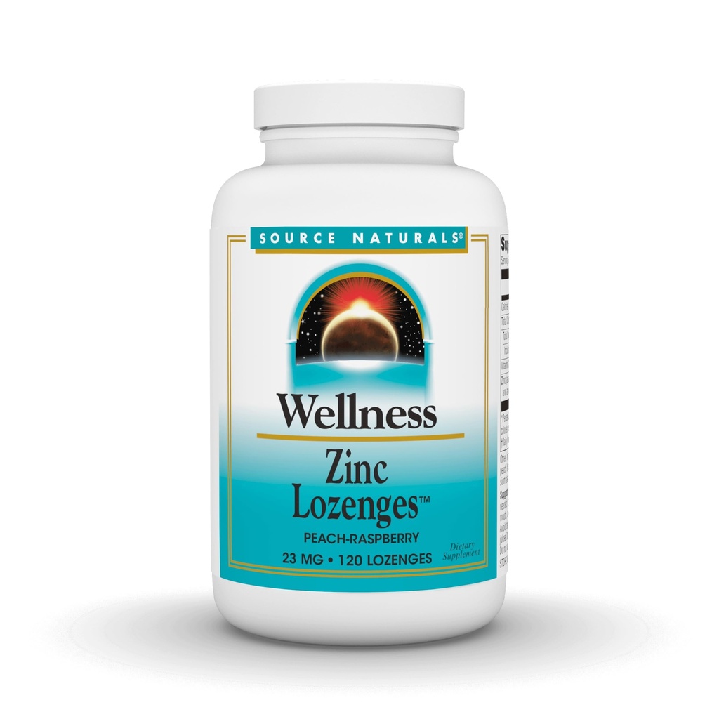 Sursa Naturals Wellness Zinc Lozenges, Peach-Raspberry Aroma Suport Imun, 23mg - 120 Lozenges