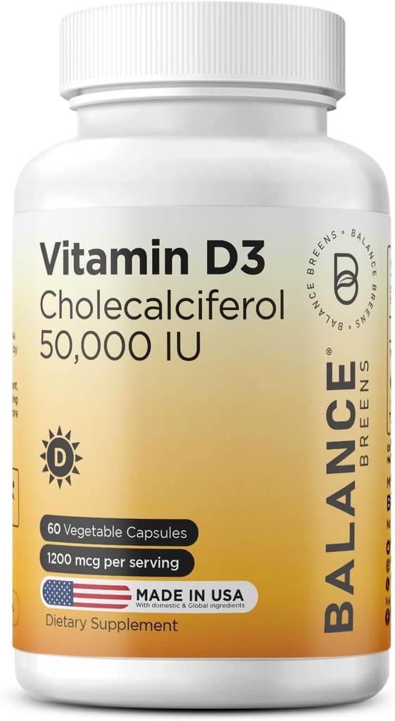 Balancebreens Vitamina D3 50000 UI, 60 Capsule vegetale - potenţă ridicată, susţine sănătatea imună şi osoasă - Săptămânal O dată