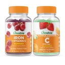 Fier viu cu vitamina C + vitamina C 1050mg, Gummie Bundle - mare Tasting, Supliment de vitamine, gluten gratuit, OMG gratuit, Guma de mestecat