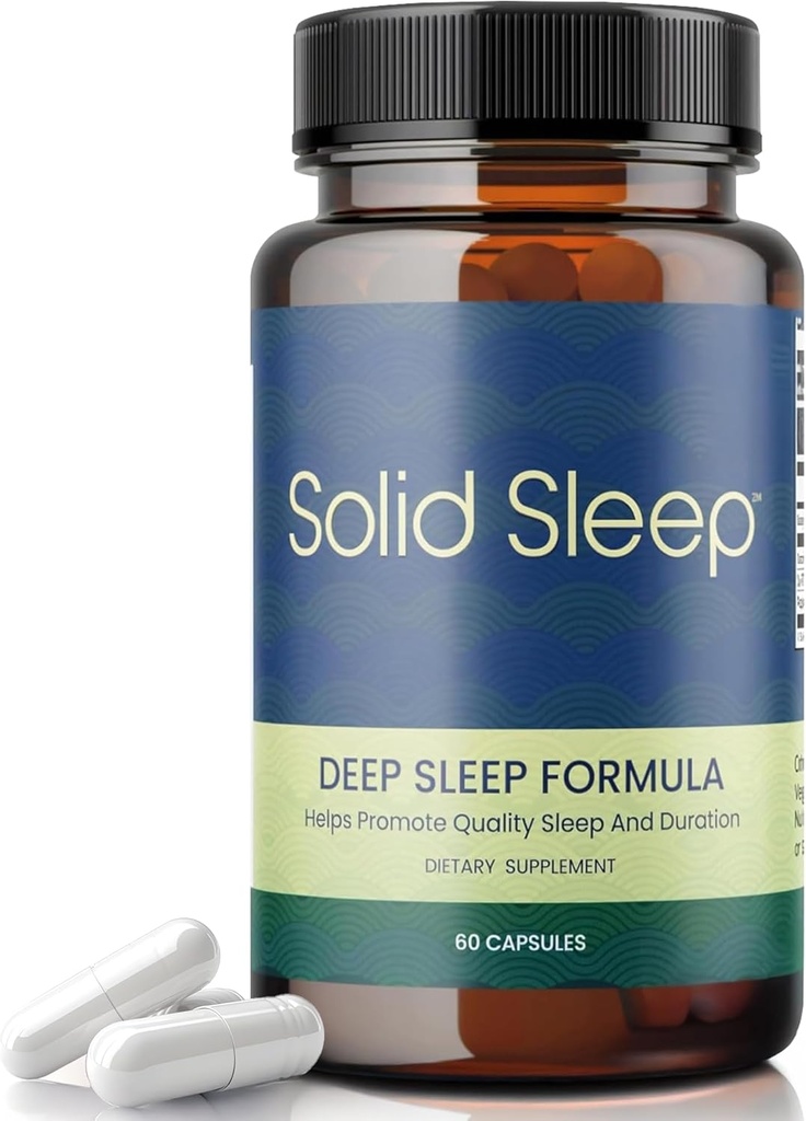 Formula de somn adânc, Ajutor de somn natural fără melatonină, Bisglicinat de magneziu, L. Theanine, Inositol, Pastile de somn pentru adulți, 60 capsule Vegan