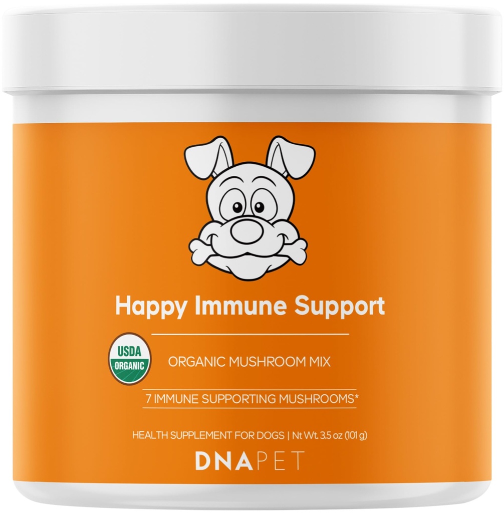 Imunitate fericit USDA Certified Organic Mushroom Complex pentru câini, Organic Cordyceps Shiitake Reishi, Vegan Mushroom Blend Powder Supliment canin, Advanced Mushroom Mix, Non-GMO, 3.5 oz