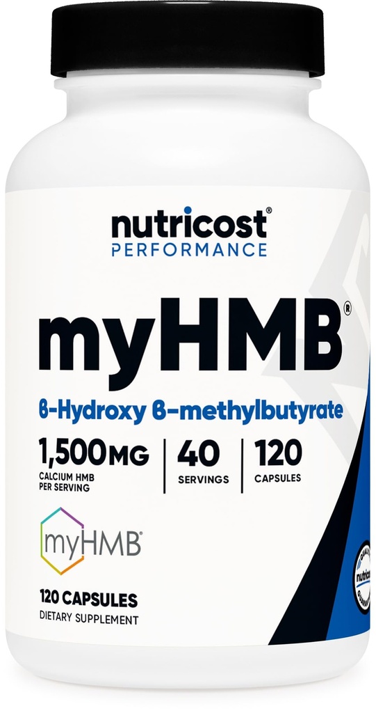 Nutricost MyHMB Capsule 1500MG HMB de calciu per servire, 120 capsule, 40 Servings - linie de performanţă, calciu B- hidroxi B-metilbutirat monohidrat