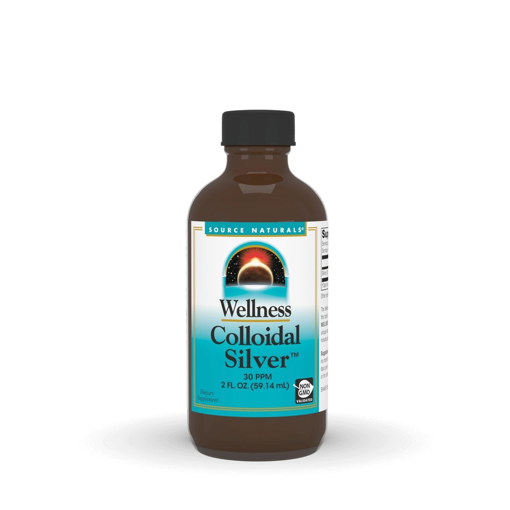 Sursa Naturals Wellness Silver coloidal, 30 ppm, supliment alimentar non-GMO lichid care susține bine fizic * - 2 lichid oz