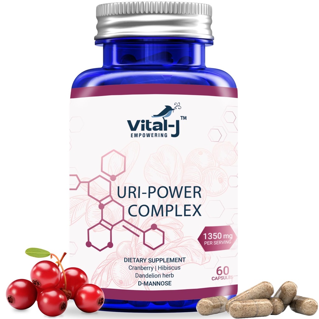 4-IN-1 URI POWER COMPLEX 1350mg - D Mannose, Cranberry, Hibiscus, și Dandelion Herb - Curățați în mod natural vezica urinară și tractul urinar 60 capsule 