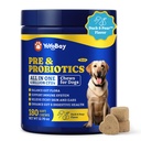 Probiotice pentru câini - Probiotice câine pentru sanatate digestiva, Drojdie, Itchy Skin, Sanatate Gut, Immun & Skin - 6 miliarde CFU, 180 Soft Chews, Duck & Pear Flavor - cu prebiotice si enzime digestive