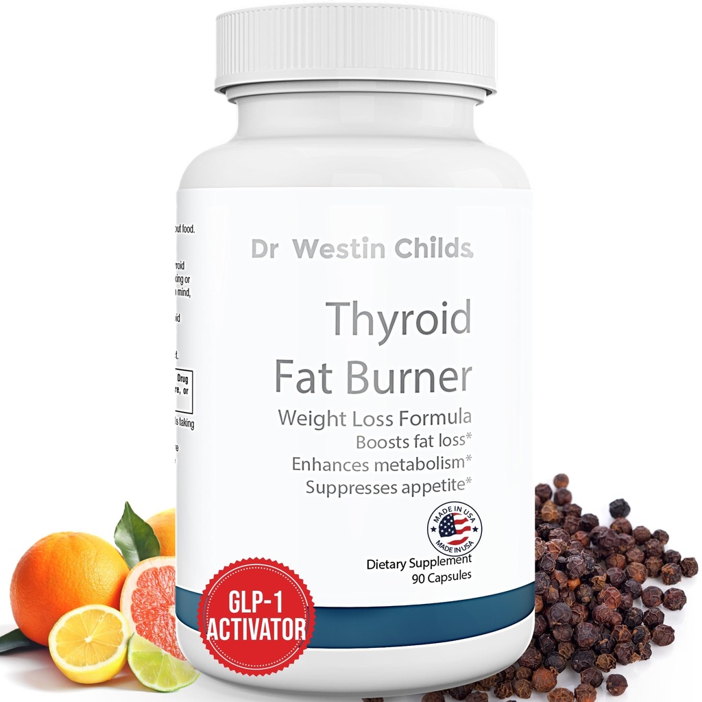 Dr. Westin Childs Tiroidar Fat Burner - Acționând rapid supliment de pierdere în greutate termogenic pentru femei cu hipotiroidism, Hashimoto & Hypertiroidism pentru trimming talie, Blooting, 30 Serviri