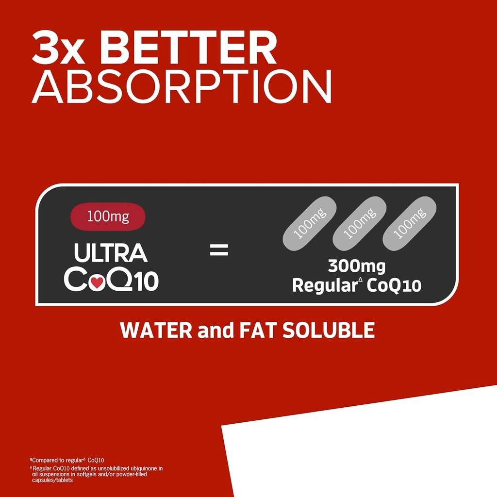 Qunol CoQ10 100mg Softgels Ultra 3X O mai bună absorbţie Coenzime Q10 Suplimente - Antioxidant Supliment pentru Vascular şi Heart Health & Energy Production - 2 Luna de aprovizionare - 60 Conte (Pachet de 2)