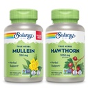 SOLARAY Mullein Leaf 330 mg și Hawthorn Berry Capsules 1050 mg - Soothing Herbal Support Bundle pentru sănătate generală și wellness - Vegan, Non-GMO, 60-Day Guarantee, Lab Verified, 200/180 VegCaps