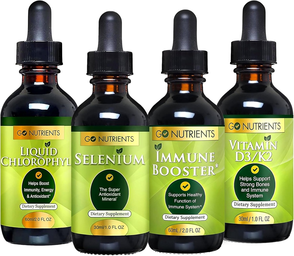 Go Nutrients Cold & Immune Bundle - Seleniu, Vitamina D3/K2, Booster imun, Clorofila lichida 