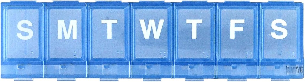 EZY DOSE Săptămânal (7-zi) Planificator de pastile, caz de medicină, caseta de organizator de vitamine, Compartimente mici de blocare pentru a asigura prescriptie medicamentatie si preveni Accidental Spulling, albastru