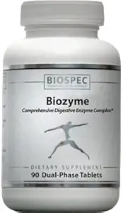 BIOZYME: Complex Enzyme complet Digestiv- Dual Comprimatele de fază eliberează betaină HCl, Pepsin, Bromelain și Papain în stomac, și Pancreatin, Trypsin, Chymotrypsin și Ox Bile în regiunea duodenal pentru eficacitate maximă. Comprimate cu fază dublă