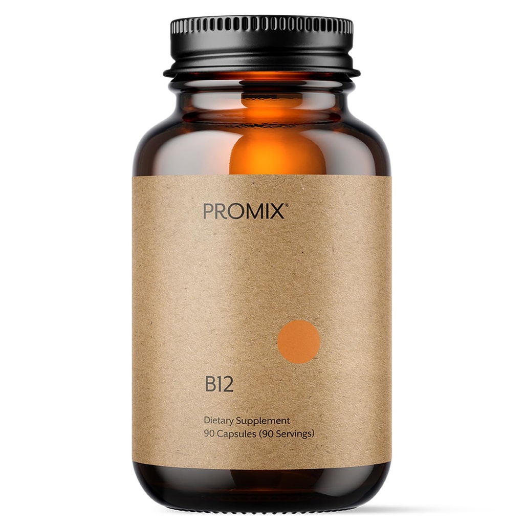 Promix Nutrition Vitamina B12 Supliment - 1000mcg ca metilcobalamină - Gut friendly - 90 conta