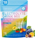 Electroliti Pachete cu pulbere - Zahar liber, aroma naturala, 10 Electroliti & Vitamine Electroliti Drink Mix - Pachet de varietati 6 arome, Keto Friendly, Vegan, Non-GMO, 18 Pachete