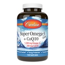 Carlson - Super Omega-3 Gems + CoQ10, 1200 mg Omega-3s 200 mg CoQ10, Funcţia de circulaţie, Producţia de energie şi suport circulator, 120 Softgels