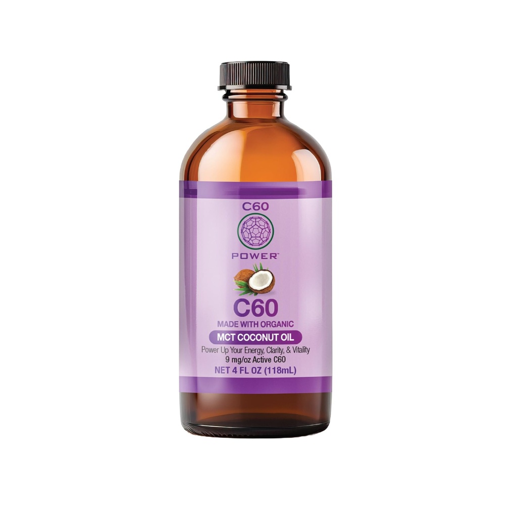 C60 Putere C60 în MCT Organic Ulei de cocos - Natural Wellness Suport pentru bărbaţi şi femei, 99.99% Pure Carbon Fullerenes, Promovează energie, Claritate mentala, & Rezistenta - 4 fl oz Sticla
