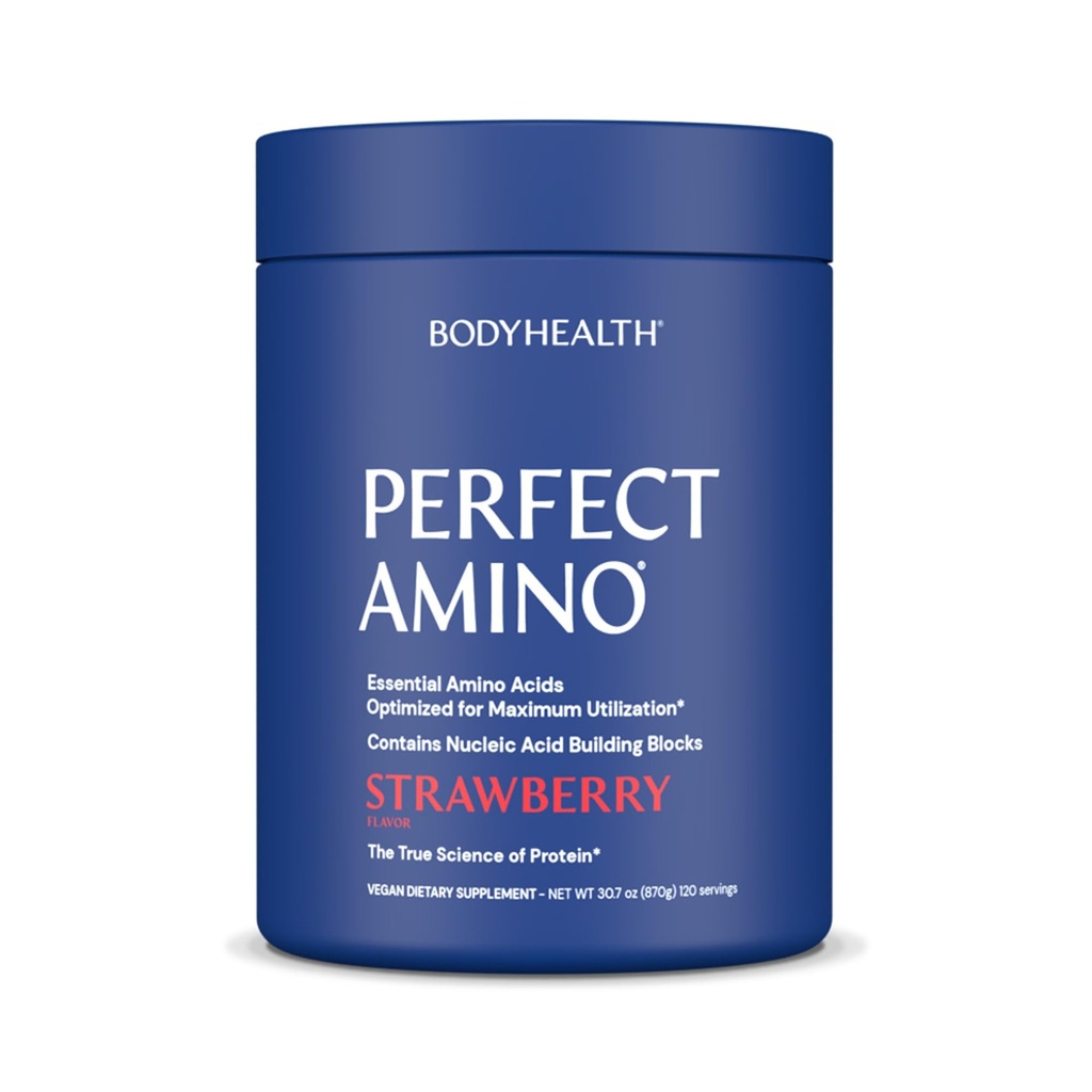 BodyHealth Perfect Amino Powder - BCAA și EAA pulbere pentru antrenament Pre și Post - Amino Acid Energetica băutură pentru bărbați și femei pentru a sprijini Lean musculare și de recuperare - căpșuni - 120 Serviri