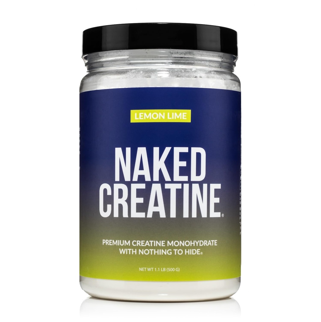 Naked Pure Micronized Lemon Lime Creatin Monohidrat - 42 Servings - 500 Grams, 1.1Lb vrac, Vegan, non-GMO, Gluten gratuit, Soy Free.