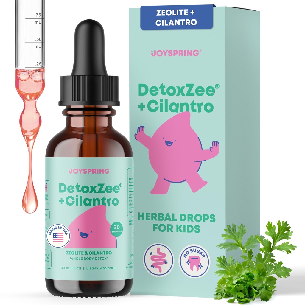 JoySpring DetoxifiereZee Cilantro picături pentru copii - suport de detoxifiere naturale cu Zeolite & Cilantro Extract - Blând întreg-Body curata pentru copii & copii mici - Kid-Friendly lichid dezintoxicare, 30 Serviri