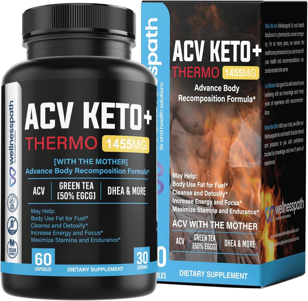 ACV Keto Suplimente, Mothers Apple Cidru Oţet (1455 Mg) Pastile pentru Metabolizare şi Appetit Support, THERMO ACV Keto pastile pentru pierderea in greutate şi Belly Fat, Adulţi Slimming capsule pentru bărbaţi