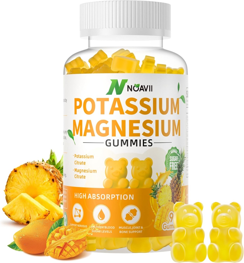Gume de magneziu de potasiu, New Formula Calm Glycinate Gume de magneziu, Guma de mestecat Suplimente pentru picioare cramps & musculare, Ananas Flavor 90 Conte
