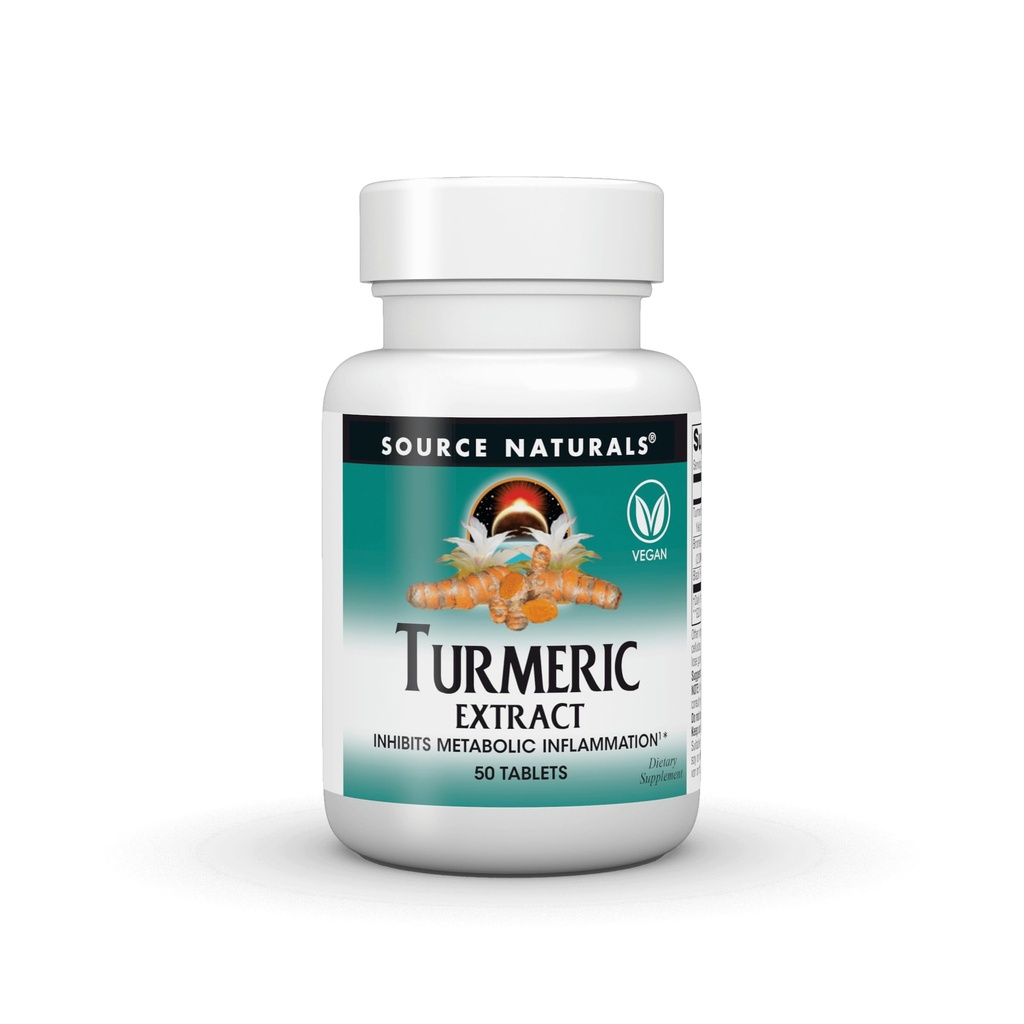 Sursa Naturals Extract Turmeric - susține răspuns inflamator sănătos - 50 comprimate