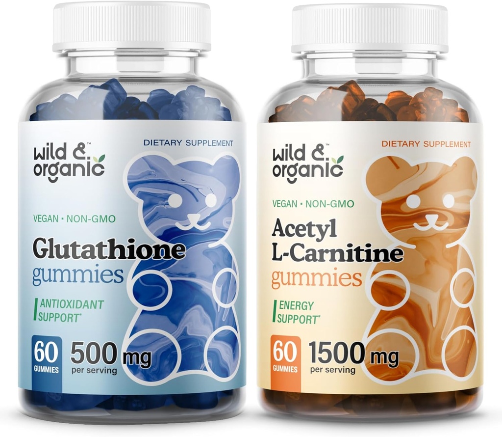 Gume sălbatice și organice L-Glutatione & L-Carnitine Gumies 60 Count