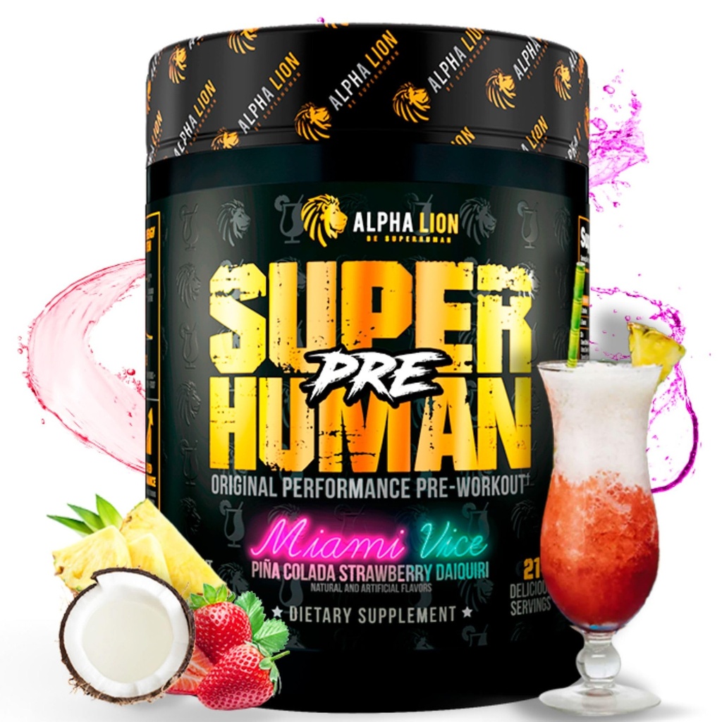 ALPHA LION Superuman Pre Workout Powder, Beta Alanine, L-Taurine & Tri-Source Caffeine for Sustened Energy & Focus, Nitrogen oxid & Citruline for Pump (21 Servings, Miami Vice)