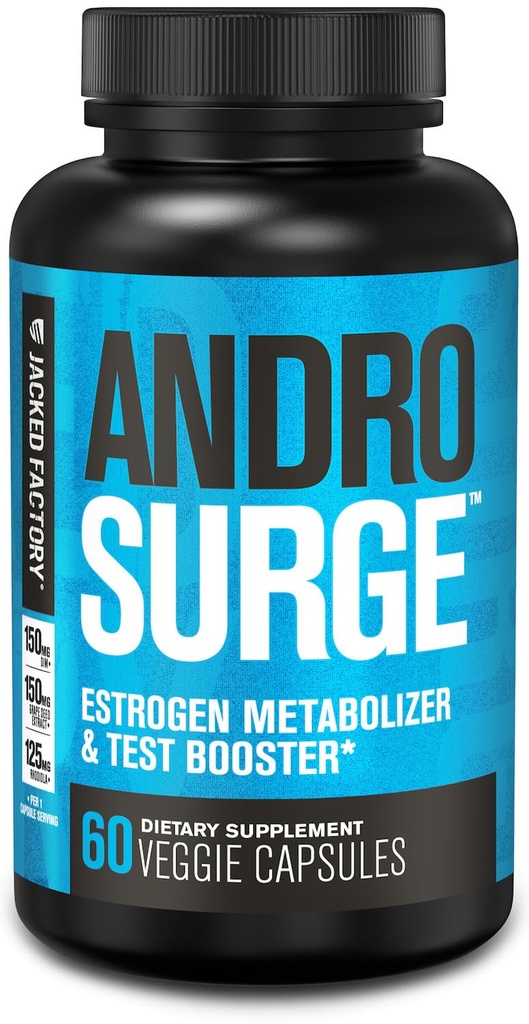 Fabrica Jacked Androsurge Estrogen Blocker pentru bărbați - Testosteron natural Booster pentru bărbați și estrogen Metabolizer cu Tongkat Ali, DIM, Long Jack & More - Test Booster & Muscle Builder - 60 Conte