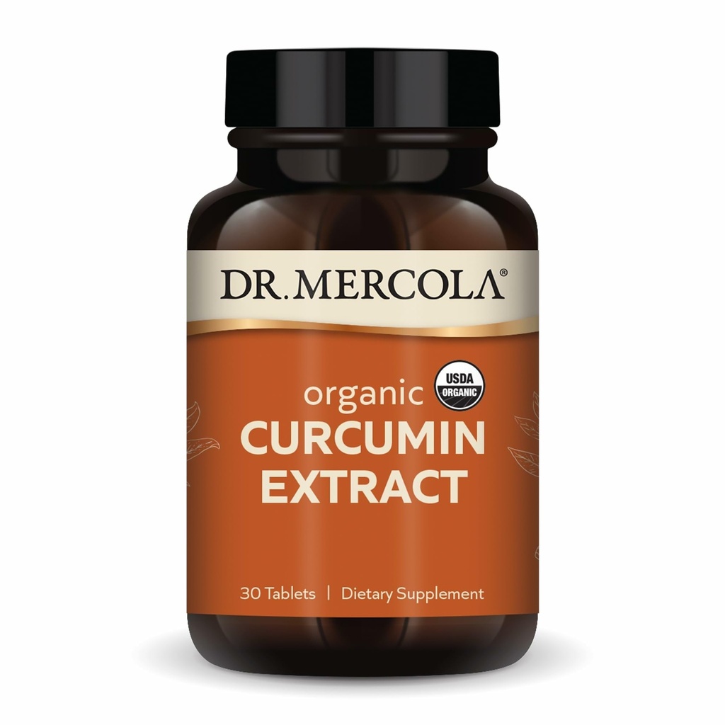Dr. Mercola Organic Curcumin Extract, 30 Servings (30 comprimate), Supliment alimentar, Non-GMO, Certified USDA Organic