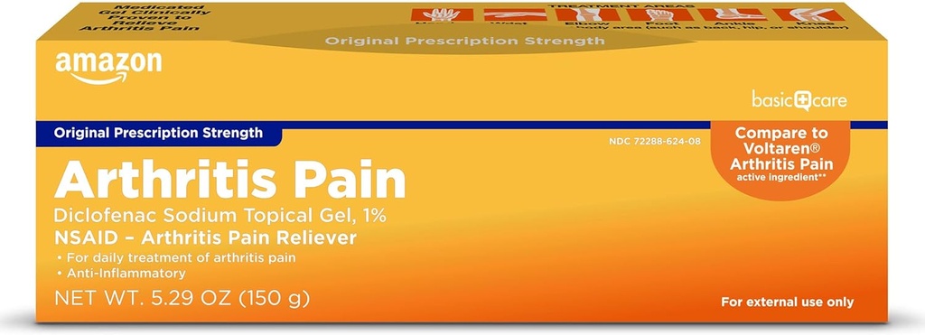 Îngrijire de bază Artrita durere Relieving Gel, Diclofenac Sodiu Topical Gel, 1% (AINS), 5, 29 Oz (150 Grams) (Pachetul poate varia)