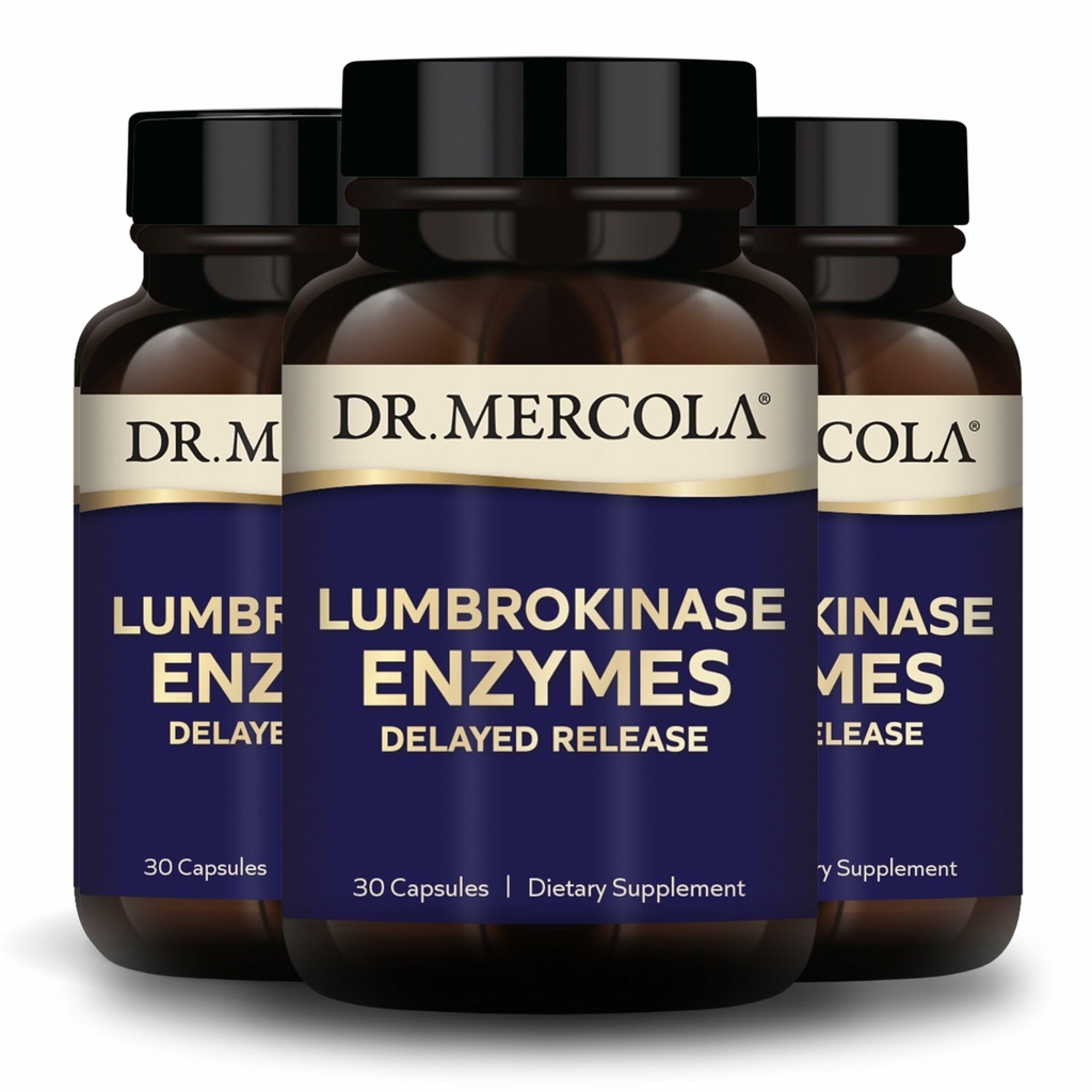 Dr. Mercola Lumbrokinaza enzime - Formula de eliberare întârziată - Supliment alimentar pentru suport cardiovascular şi energetic - non-GMO, Gluten-Free & Soy-Free - 30 capsule (30 Servings), ambalaj 3