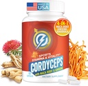 Cordyceps Capsule de ciuperci - Immune & Energy Supplement with Cordyceps Militaris, Maca Root, Ginseng, Rhodiola, Mushroom Supplement for Endurance, Stamina, Athletic Performance, 60 Capsule