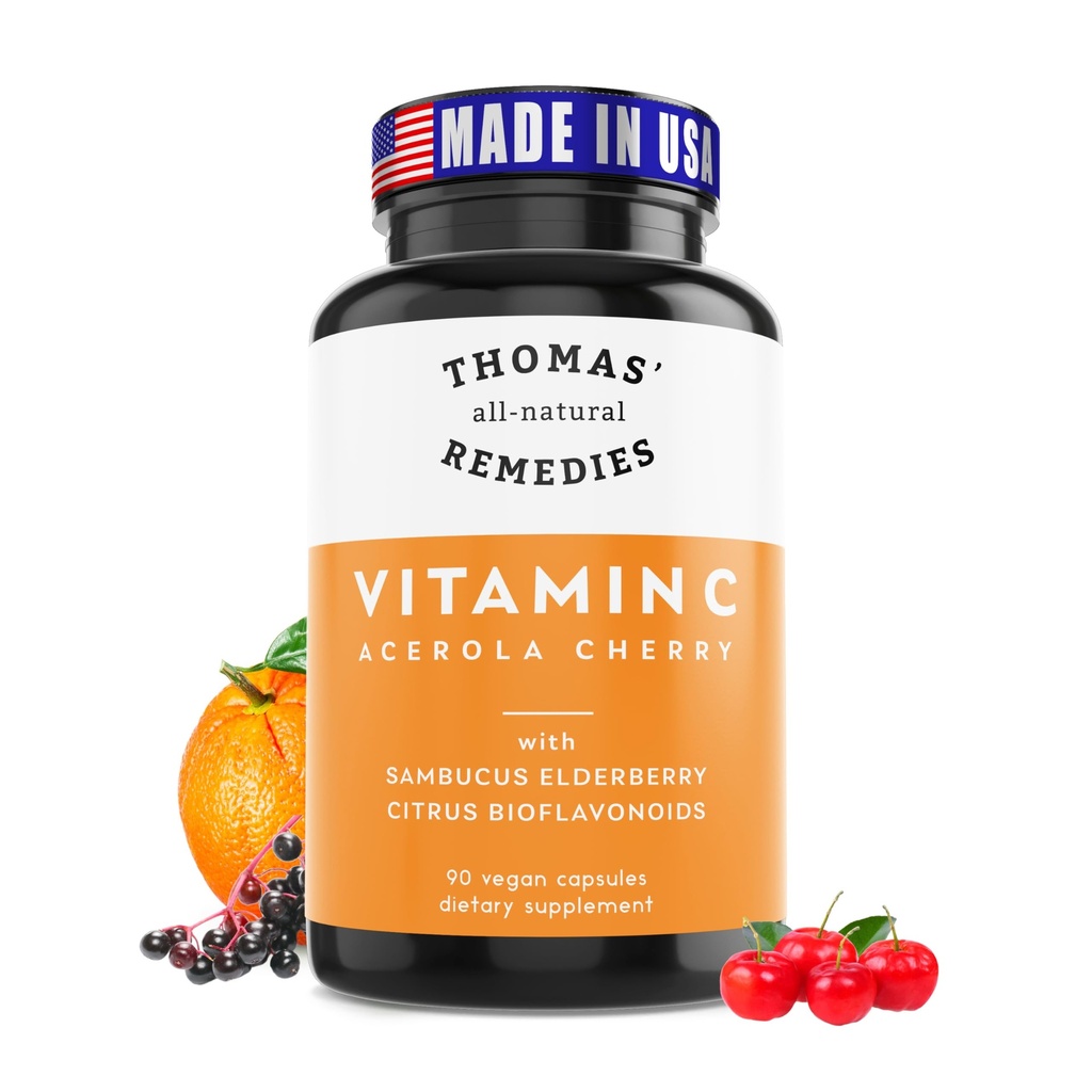 Toma' toate-naturale Remedii Vitamina C cu Elderberry organic, Citrus Bioflavonide organice - Întreaga suplimente alimentare - Non-GMO - Vegan brut - 90 capsule