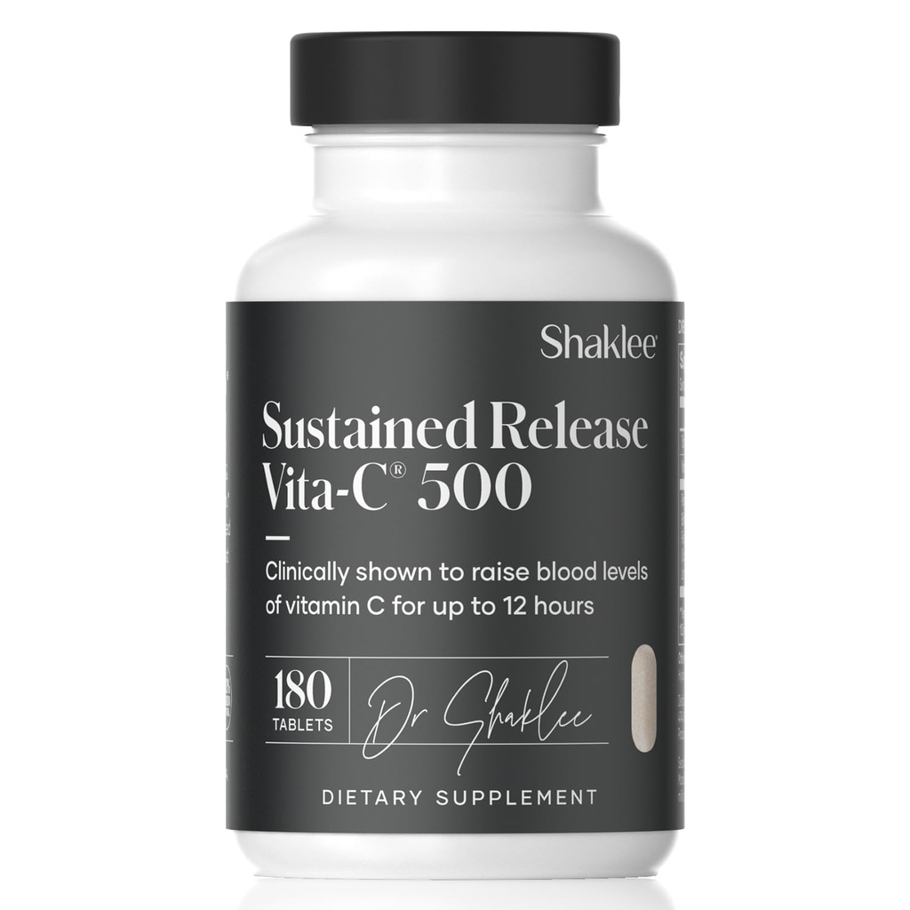 Shaklee - eliberare susţinută Vita-C® 500mg - Formula de susţinere celulară şi imună cu sistem de eliberare susţinută proprie - include Rose Hips şi Bioflavonoid Blend - 180 comprimate