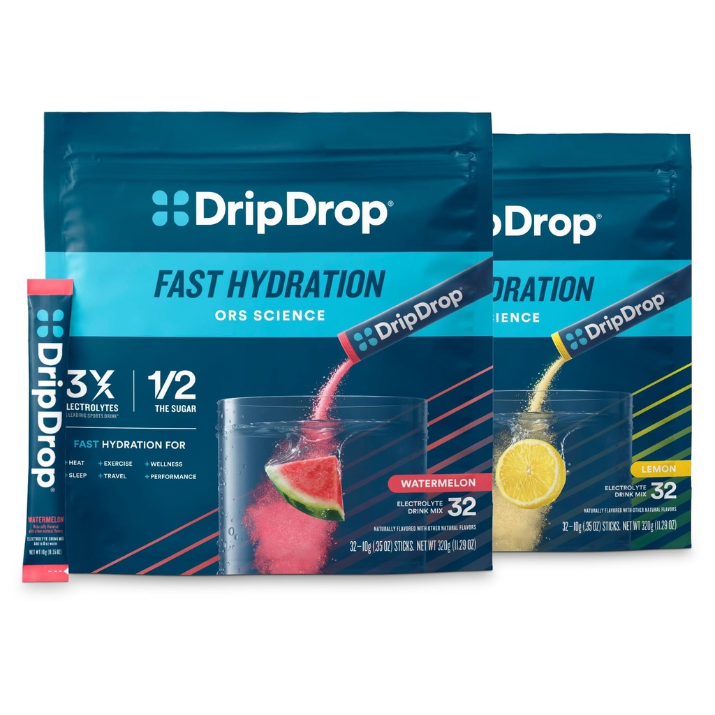 Hidratare dripDrop - Pachete cu pulbere electrolit - Pepene verde & Lemon Bundle - 64 Conte