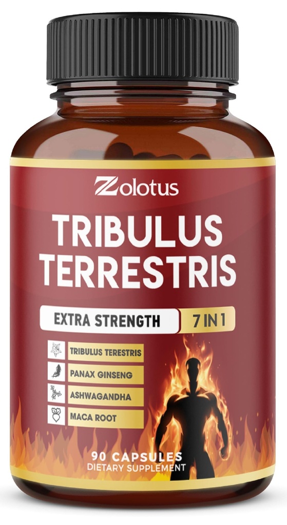 Tribulus Terrestris Capsule cu Ashwagndha, Panax Ginseng, Saw Palmetto, Maca, Shilajit - 90 capsule - 3 luni de aprovizionare