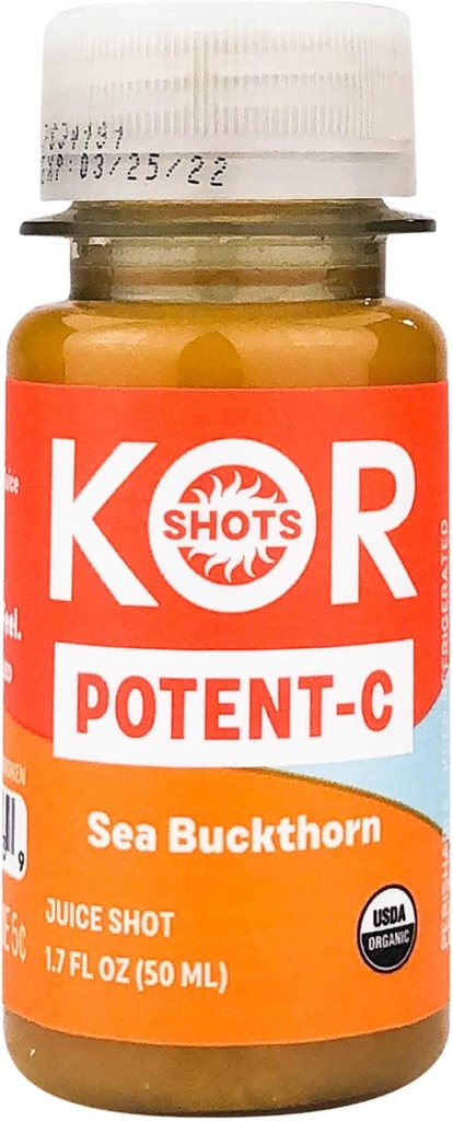 KOR Shots Sea Buckthorn and Baobab Shot - 1.7 Fl Oz - Potent C - Superfoods Vitamina C Shot - USDA Certified Organic