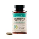 Enzime digestive naturale - mai multe enzime cu probiotice + prebiotice - Post Mealtime Comfort & Blooting Support + Aids Digestion and Gut Health - Soy-Free, Non-GMO - 60 Capsulehibrid