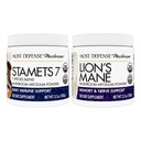 Hoste Defense Bundle cu Stamets 7 Marshroom Powder, 3.5 oz & Lion's Mane Powder, 3.5 oz - Suport Immune Health cu 7 Specii Blend - Suport Brain Health, Memory & Focus